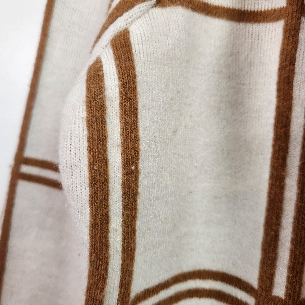 Rain & Rose Open Front Soft Cardigan Off White Tan Plaid Size Medium Office Fall - Picture 7 of 7
